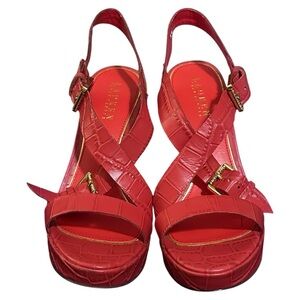 Lauren by Ralph Lauren serrata croc heels, size 8.5